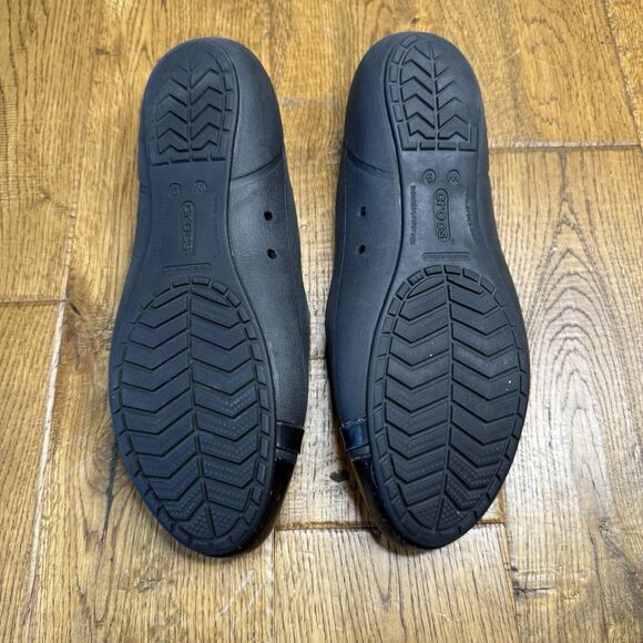 Crocs Black Cap Toe Ballet Flats Slip On 12300 Womens Size 9 Lightweight Shoes - Picture 5 of 6